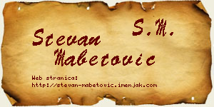 Stevan Mabetović vizit kartica